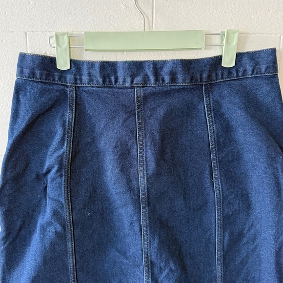 Chaps | Dark Denim Midi Skirt Front Slit High Rise | Size Large - Picture 9 of 11